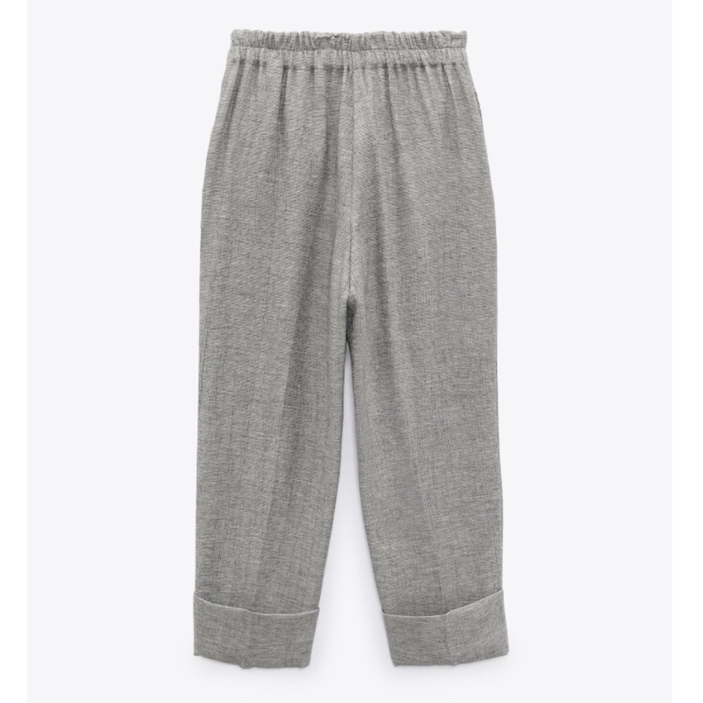 TEXTURED TURNED UP CUFF PANTS